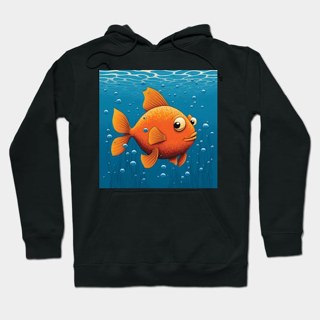 Goldfish with big eyes swimming in the sea Hoodie by Geminiartstudio